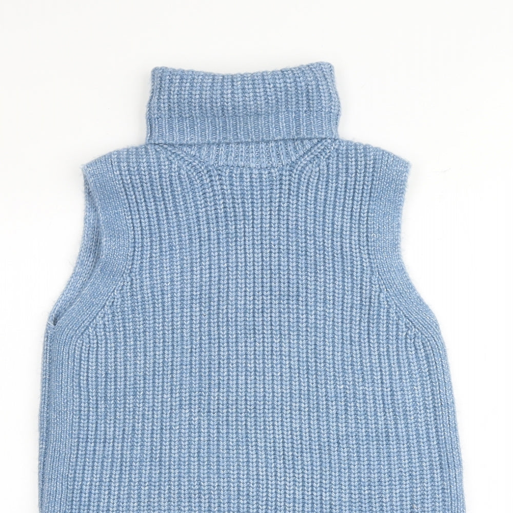 Marks and Spencer Womens Blue Roll Neck Polyester Vest Jumper Size S