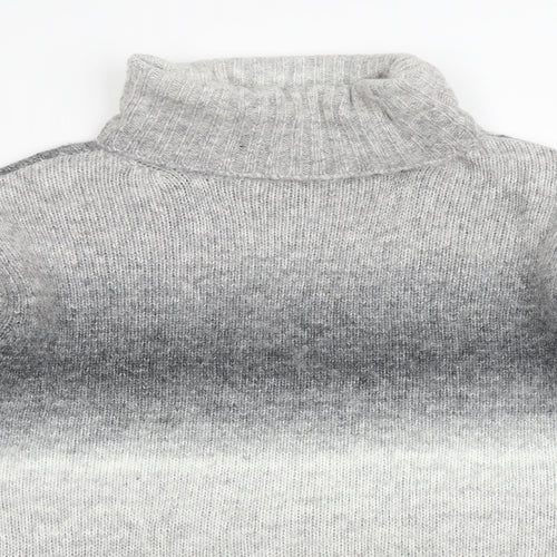 Marks and Spencer Womens Grey Roll Neck Geometric Acrylic Pullover Jumper Size L