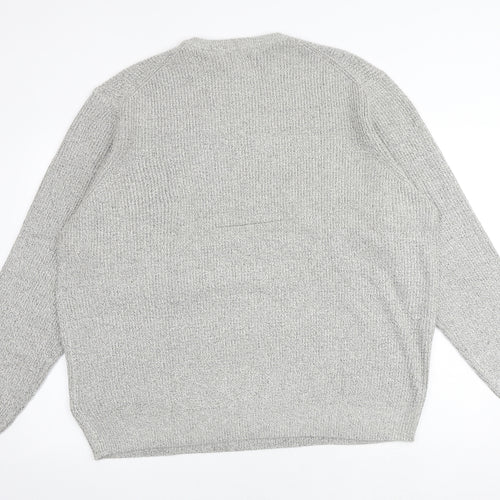 Marks and Spencer Mens Grey Round Neck Polyamide Pullover Jumper Size 3XL Long Sleeve