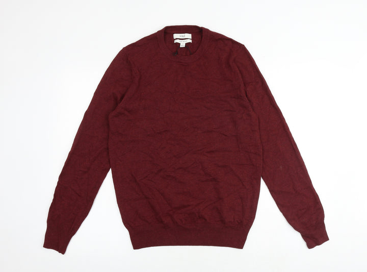 Marks and Spencer Womens Red Round Neck 100% Cotton Pullover Jumper Size S