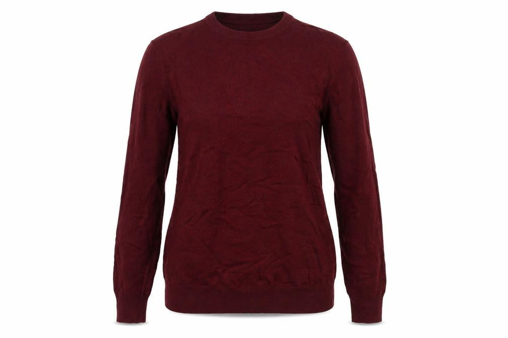 Front view of Marks & Spencer women’s red round neck 100% cotton jumper, size S