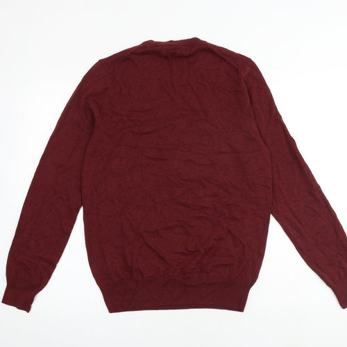 Marks and Spencer Womens Red Round Neck 100% Cotton Pullover Jumper Size S