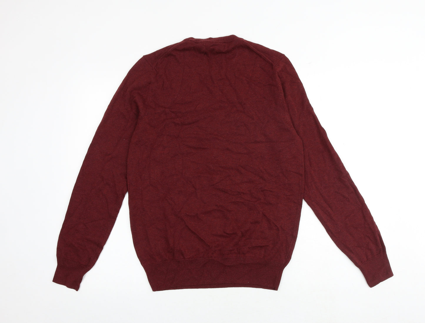 Marks and Spencer Womens Red Round Neck 100% Cotton Pullover Jumper Size S