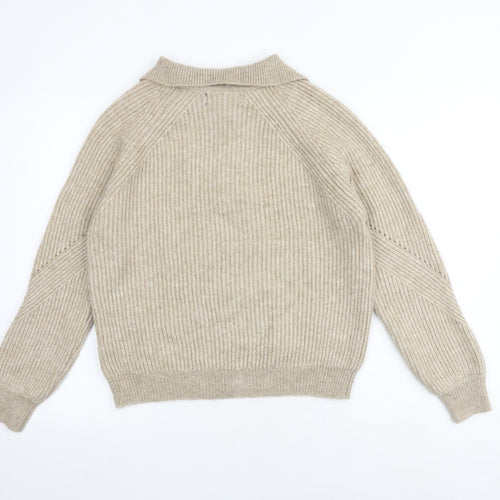 Marks and Spencer Womens Brown Mock Neck Acrylic Pullover Jumper Size M
