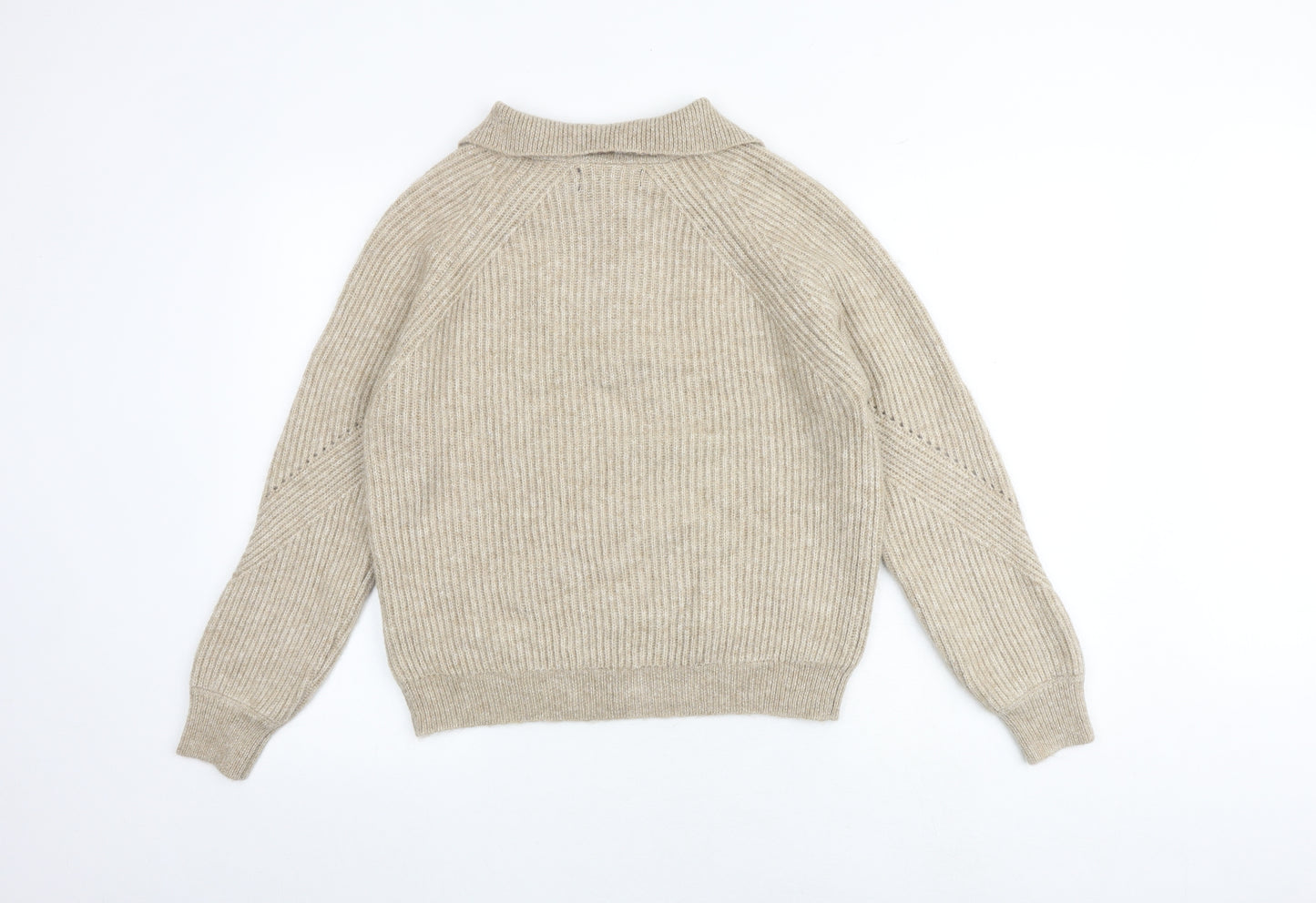 Marks and Spencer Womens Brown Mock Neck Acrylic Pullover Jumper Size M