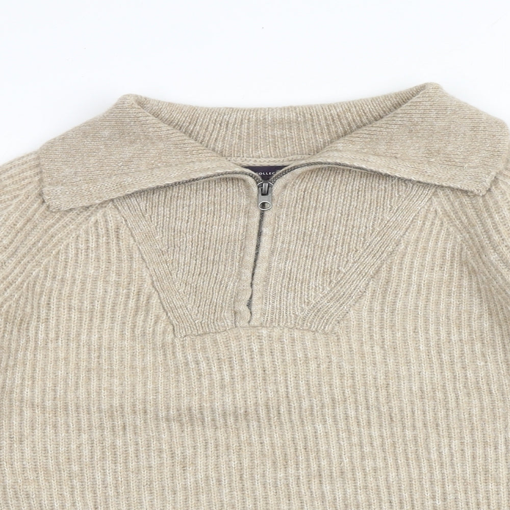 Marks and Spencer Womens Brown Mock Neck Acrylic Pullover Jumper Size M