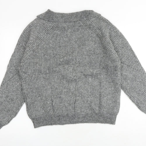 Marks and Spencer Womens Grey Mock Neck Acrylic Pullover Jumper Size L
