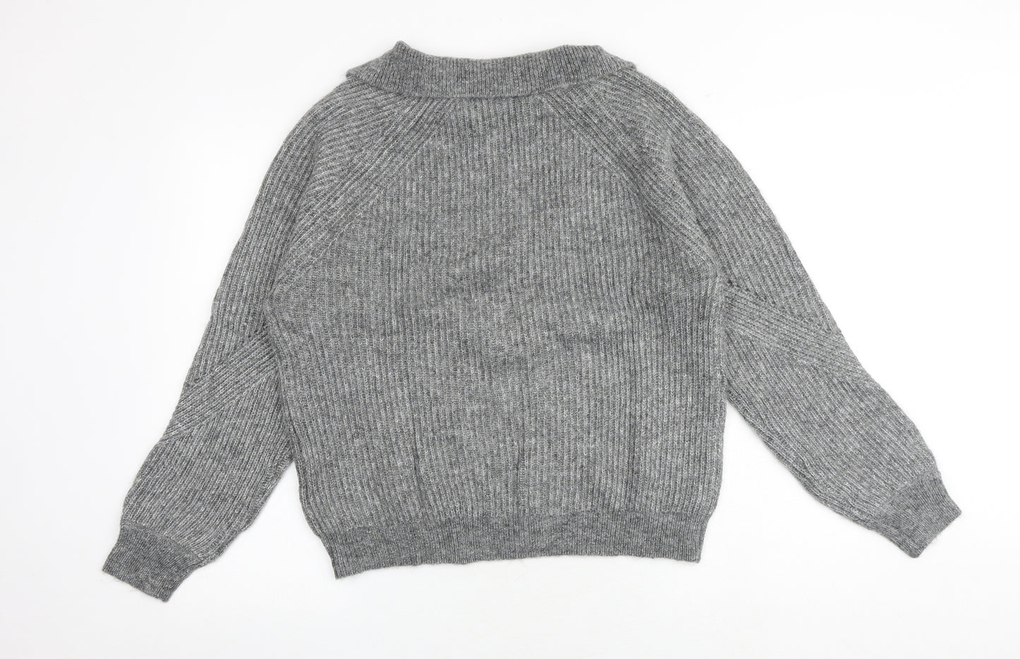 Marks and Spencer Womens Grey Mock Neck Acrylic Pullover Jumper Size L