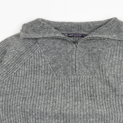 Marks and Spencer Womens Grey Mock Neck Acrylic Pullover Jumper Size L