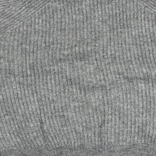 Marks and Spencer Womens Grey Mock Neck Acrylic Pullover Jumper Size L