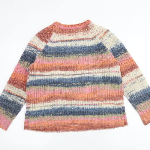 Woolovers Womens Multicoloured Round Neck Striped Cotton Pullover Jumper Size M