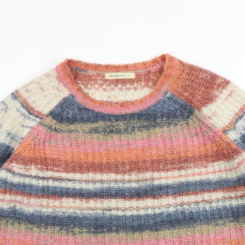 Woolovers Womens Multicoloured Round Neck Striped Cotton Pullover Jumper Size M