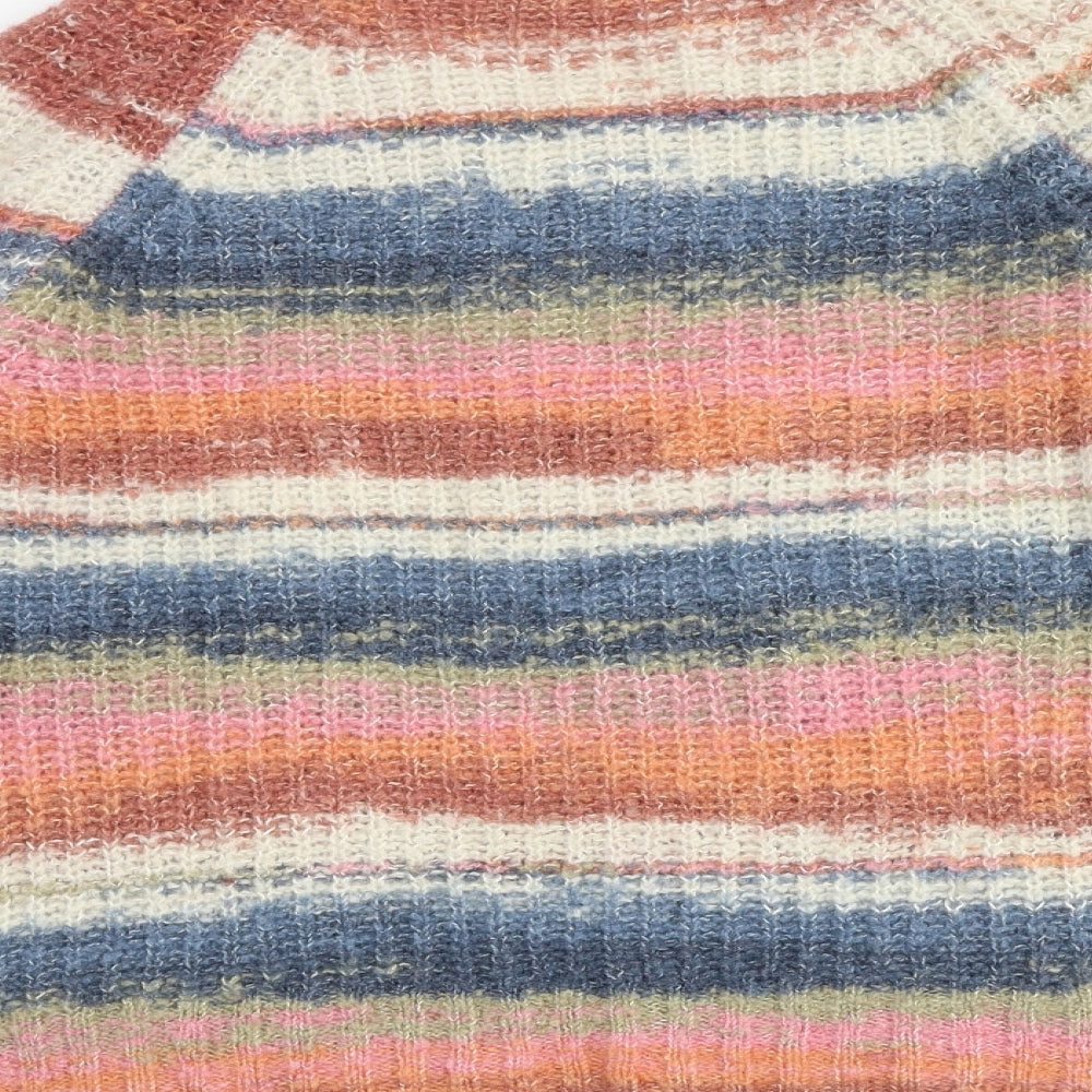 Woolovers Womens Multicoloured Round Neck Striped Cotton Pullover Jumper Size M