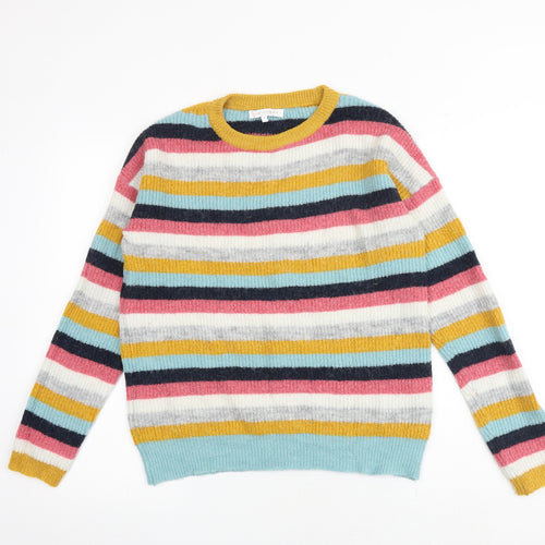 NEXT Womens Multicoloured Round Neck Striped Acrylic Pullover Jumper Size M