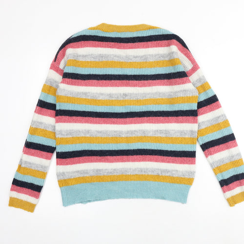 NEXT Womens Multicoloured Round Neck Striped Acrylic Pullover Jumper Size M