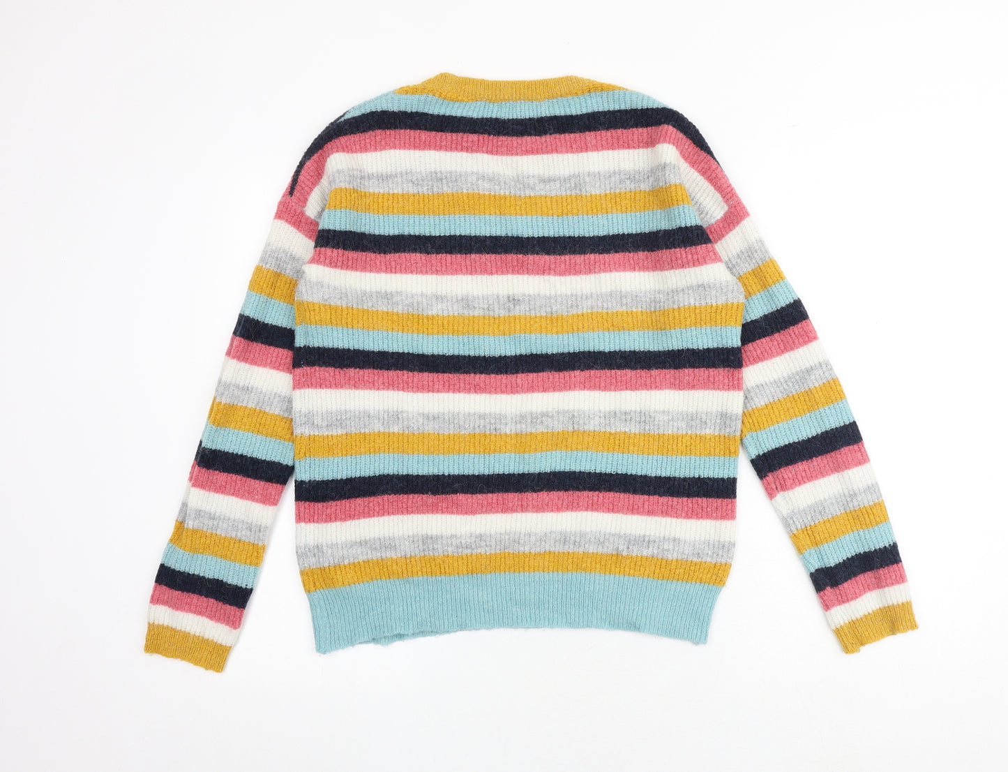 NEXT Womens Multicoloured Round Neck Striped Acrylic Pullover Jumper Size M
