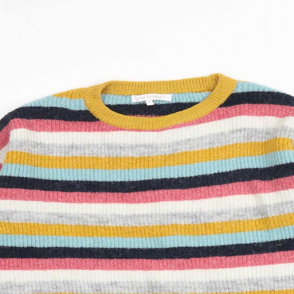 NEXT Womens Multicoloured Round Neck Striped Acrylic Pullover Jumper Size M