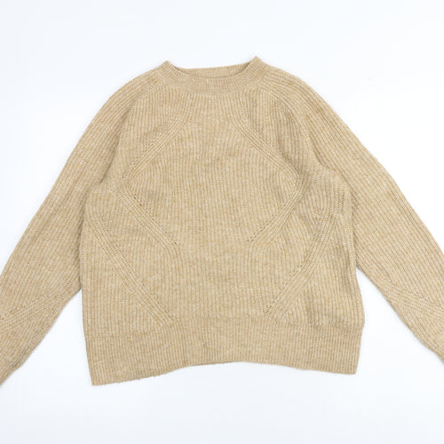 Marks and Spencer Womens Brown Round Neck Acrylic Pullover Jumper Size S
