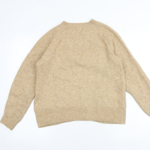 Marks and Spencer Womens Brown Round Neck Acrylic Pullover Jumper Size S
