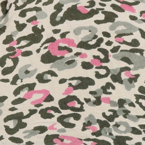 Marks and Spencer Womens Multicoloured Round Neck Animal Print Acrylic Pullover Jumper Size 14 - Leopard Print