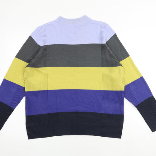 Marks and Spencer Womens Multicoloured Round Neck Striped Acrylic Pullover Jumper Size 16