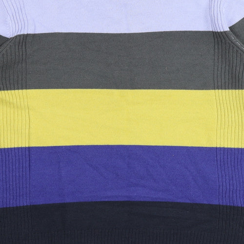 Marks and Spencer Womens Multicoloured Round Neck Striped Acrylic Pullover Jumper Size 16