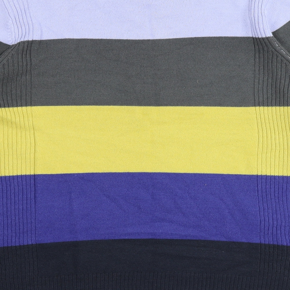 Marks and Spencer Womens Multicoloured Round Neck Striped Acrylic Pullover Jumper Size 16