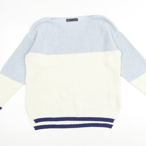 Marks and Spencer Womens Multicoloured Round Neck 100% Cotton Pullover Jumper Size M