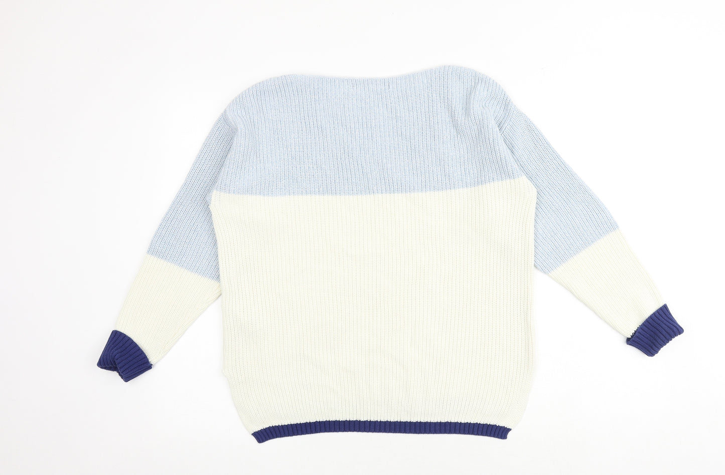 Marks and Spencer Womens Multicoloured Round Neck 100% Cotton Pullover Jumper Size M