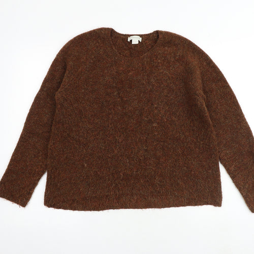 Monsoon Womens Brown Round Neck Acrylic Pullover Jumper Size 12