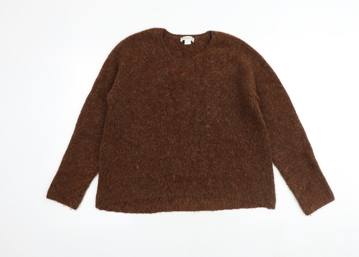 Monsoon Womens Brown Round Neck Acrylic Pullover Jumper Size 12