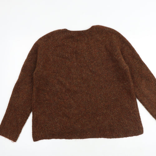 Monsoon Womens Brown Round Neck Acrylic Pullover Jumper Size 12