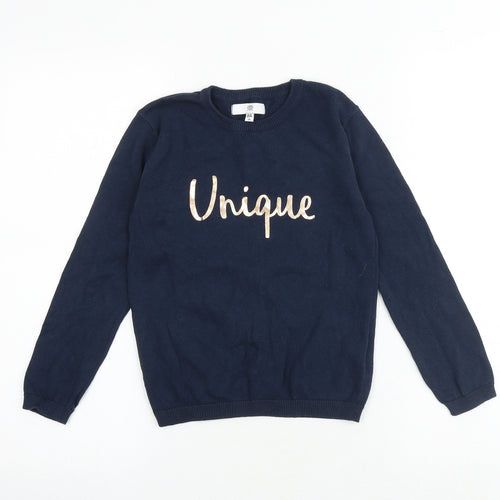 La Redoute Girls Blue Round Neck 100% Cotton Pullover Jumper Size 8 Years Pullover - Unique