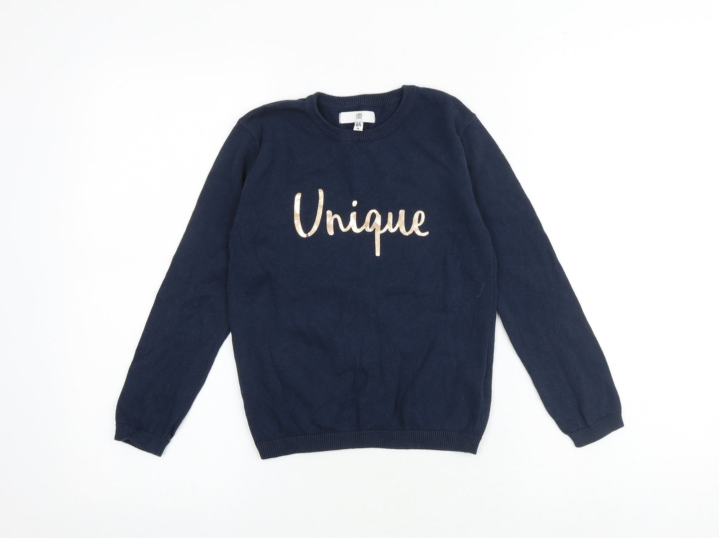 La Redoute Girls Blue Round Neck 100% Cotton Pullover Jumper Size 8 Years Pullover - Unique