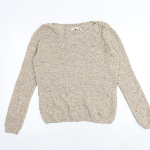 Fat Face Womens Brown Round Neck Cotton Pullover Jumper Size 16