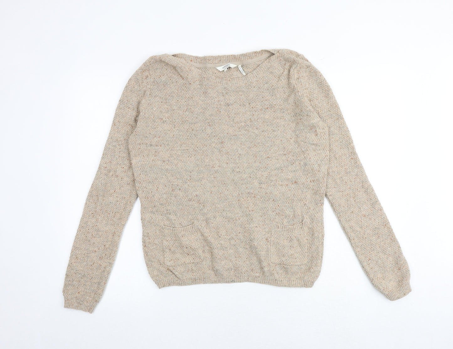 Fat Face Womens Brown Round Neck Cotton Pullover Jumper Size 16