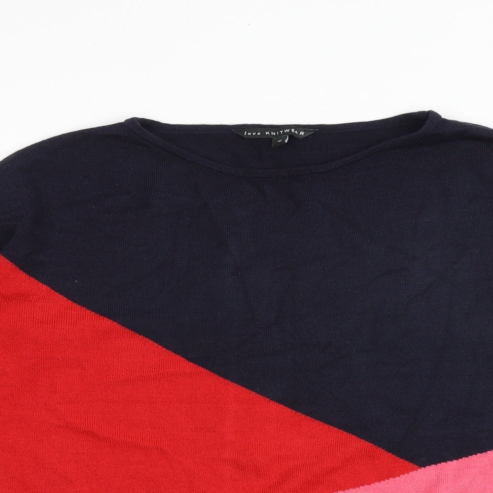 Bonmarché Womens Multicoloured Round Neck Geometric Acrylic Pullover Jumper Size 10