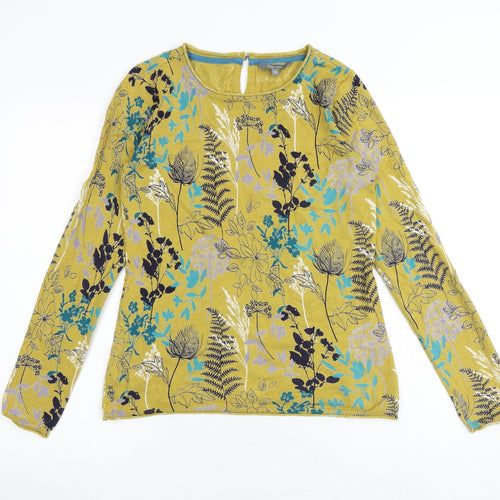 Lily & Me Womens Yellow Round Neck Geometric 100% Cotton Pullover Jumper Size 10