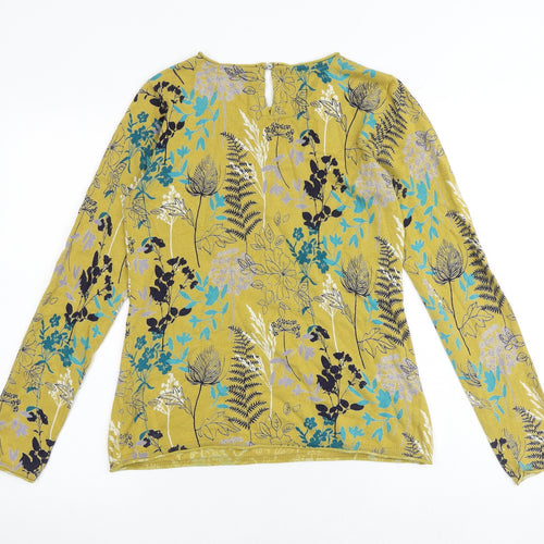 Lily & Me Womens Yellow Round Neck Geometric 100% Cotton Pullover Jumper Size 10
