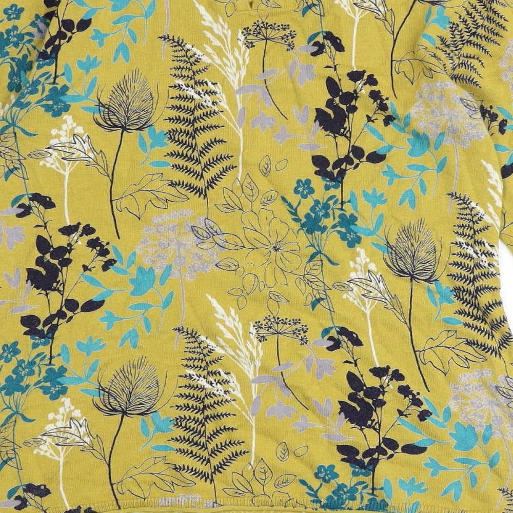 Lily & Me Womens Yellow Round Neck Geometric 100% Cotton Pullover Jumper Size 10