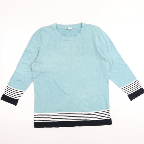 CC Womens Blue Round Neck Viscose Pullover Jumper Size M