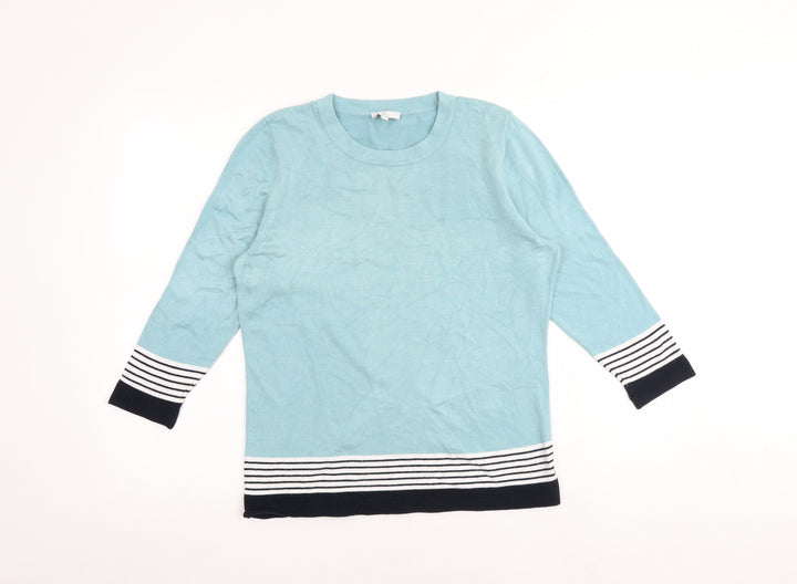 CC Womens Blue Round Neck Viscose Pullover Jumper Size M