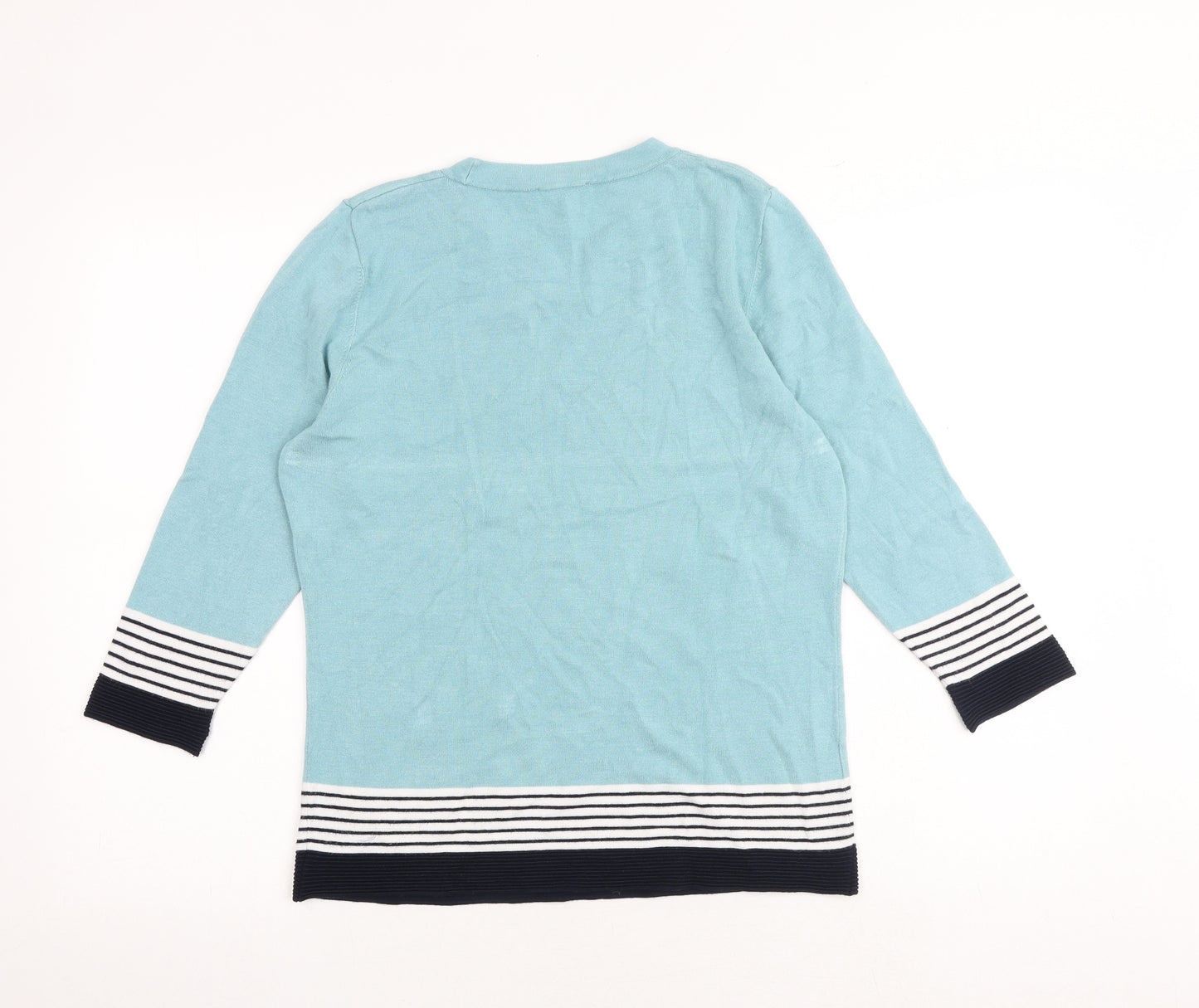 CC Womens Blue Round Neck Viscose Pullover Jumper Size M