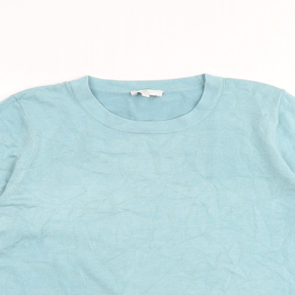 CC Womens Blue Round Neck Viscose Pullover Jumper Size M