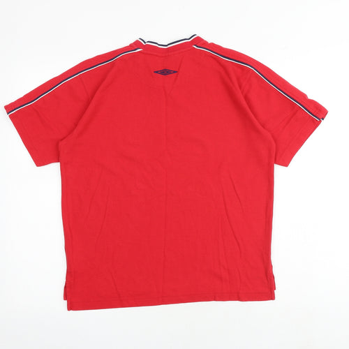 Umbro Boys Red Polyester Basic T-Shirt Size XL V-Neck Pullover