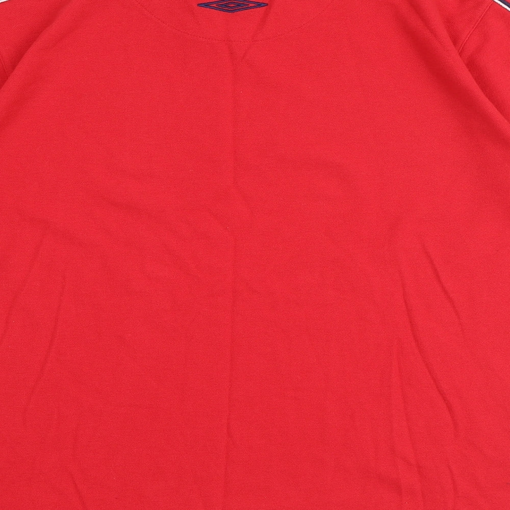 Umbro Boys Red Polyester Basic T-Shirt Size XL V-Neck Pullover
