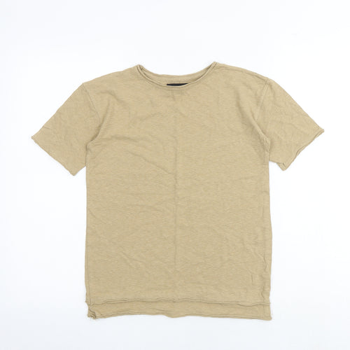 River Island Girls Brown Cotton Basic T-Shirt Size 7-8 Years Round Neck Pullover