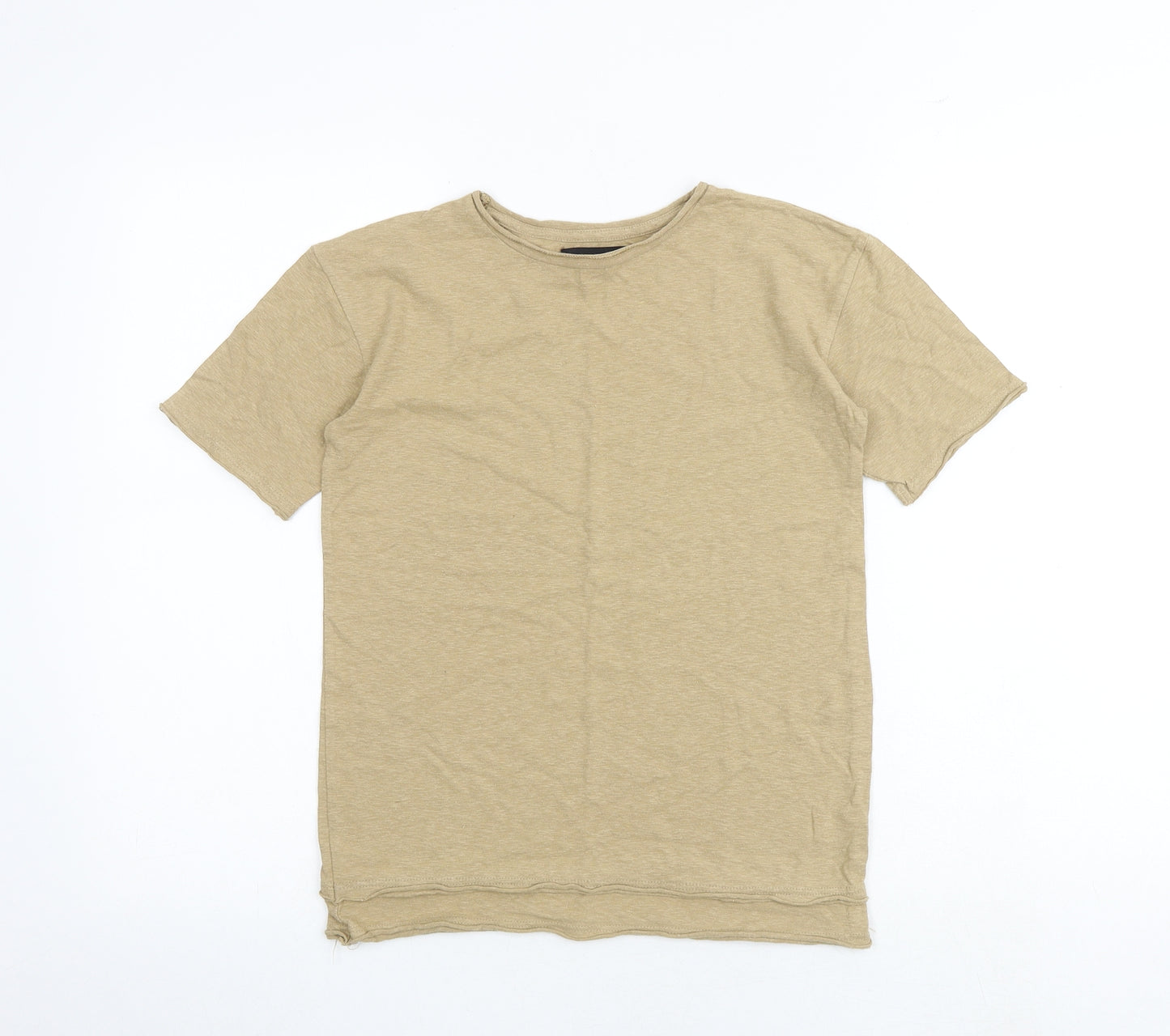 River Island Girls Brown Cotton Basic T-Shirt Size 7-8 Years Round Neck Pullover