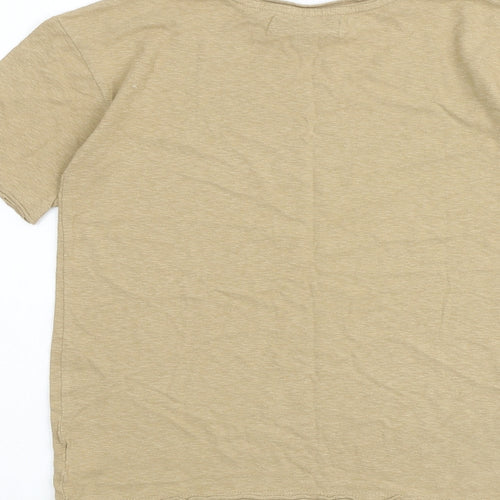 River Island Girls Brown Cotton Basic T-Shirt Size 7-8 Years Round Neck Pullover