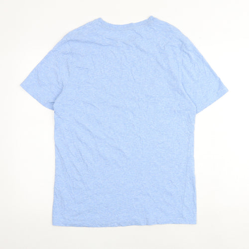 Marks and Spencer Mens Blue Cotton T-Shirt Size M Round Neck